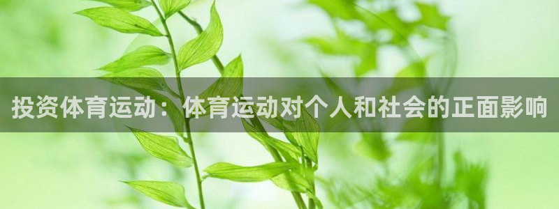 杏悦平台总代理：投资体育运动：体育运动对个人和社会的正面影响